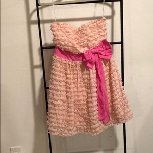 Strapless Ruffle Bow Mini Dress